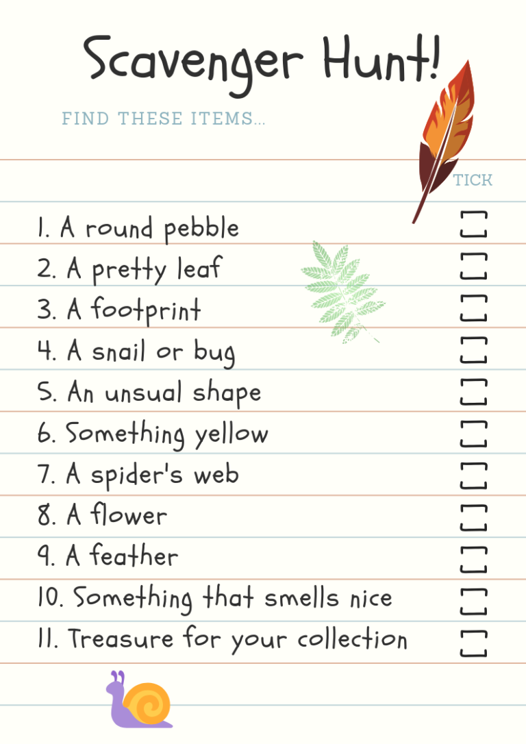 Nature Scavenger Hunt Worksheet